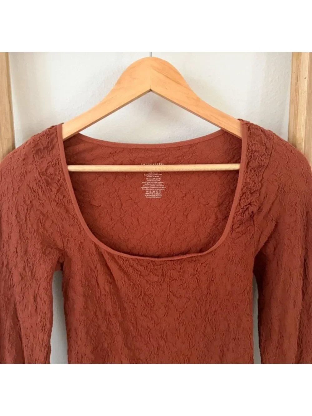 Free People Intimately Have It All Long Sleeve Textured Top Rust M/L